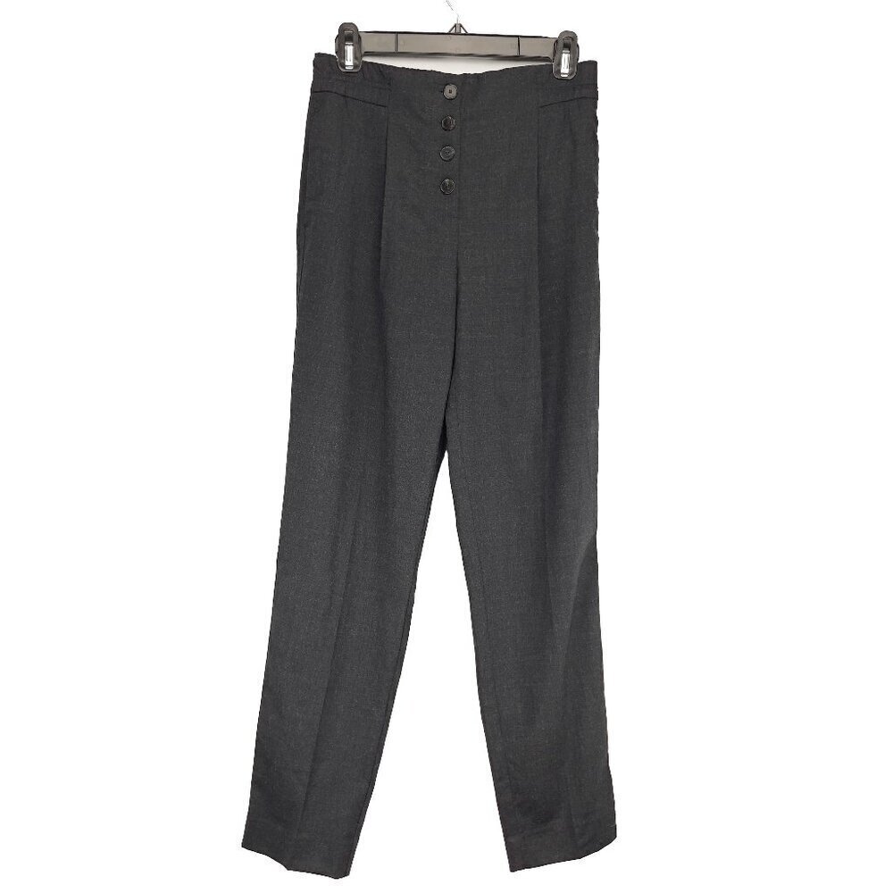 MASSIMO DUTTI 98%‎ Wool Pocket Office Elastic High Waist Grey Trousers 36